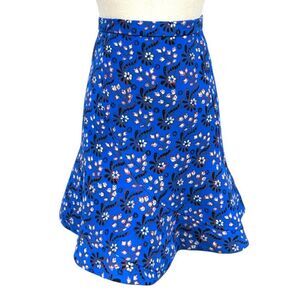 J.Crew Blue Floral Tulip Trumpet Mini Skirt size 8